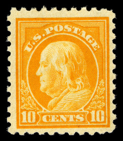 Benjamin Franklin - Orange Yellow - Unwatermarked - Perf 10 United States Postage Stamp | Washington-Franklin Series
