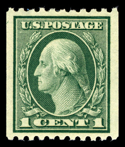 George Washington - Green - Unwatermarked - Vertical Imperforate - Perf 10 United States Postage Stamp | Washington-Franklin Series