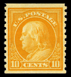 Benjamin Franklin - Orange Yellow - Unwatermarked - Horizontal Imperforate - Perf 10 United States Postage Stamp | Washington-Franklin Series