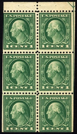 George Washington - Green - Unwatermarked - Perf 11 - Booklet Pane of 6 Stamps United States Postage Stamp | Washington-Franklin Series