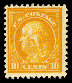Benjamin Franklin - Yellow Orange - Unwatermarked - Perf 11 United States Postage Stamp | Washington-Franklin Series