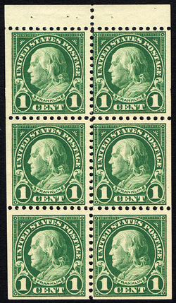 Benjamin Franklin - Deep Green - Perf 11 - Booklet Pane of 6 Stamps United States Postage Stamp | Ordinary Postage Stamps - Issue of 1922
