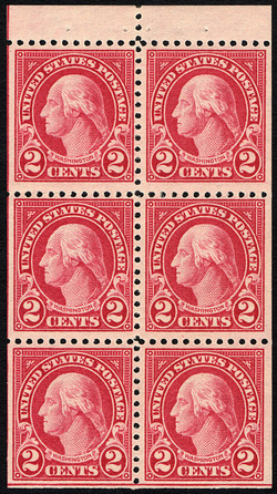 George Washington - Carmine - Perf 11 - Booklet Pane of 6 Stamps United States Postage Stamp | Ordinary Postage Stamps - Issue of 1922