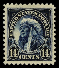 American Indian - Blue - Perf 11 United States Postage Stamp | Ordinary Postage Stamps - Issue of 1922