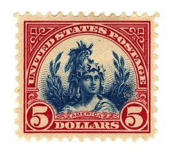 America - Red and Blue United States Postage Stamp | Ordinary Postage Stamps - Issue of 1922
