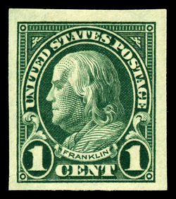 Benjamin Franklin - Green - Imperforate United States Postage Stamp | Ordinary Postage Stamps - Issue of 1922