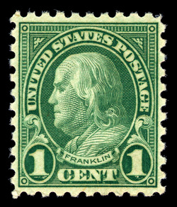 Benjamin Franklin - Green - Perf 10 United States Postage Stamp | Ordinary Postage Stamps - Issue of 1922