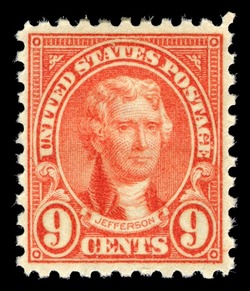 Thomas Jefferson - Rose - Perf 10 United States Postage Stamp | Ordinary Postage Stamps - Issue of 1922