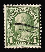 Benjamin Franklin - Green - Perf 11 - 22 1/2 Mm Tall United States Postage Stamp | Ordinary Postage Stamps - Issue of 1922