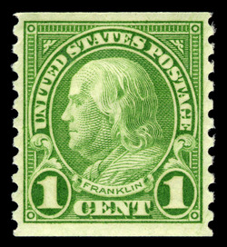 Benjamin Franklin - Green - Horizontal Imperforate - Perf 10 United States Postage Stamp | Ordinary Postage Stamps - Issue of 1922