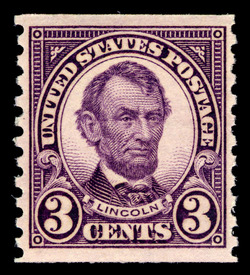 Abraham Lincoln - Violet - Horizontal Imperforate - Perf 10 United States Postage Stamp | Ordinary Postage Stamps - Issue of 1922