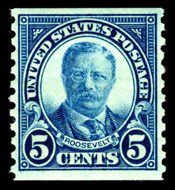 Theodore Roosevelt - Dark Blue - Horizontal Imperforate - Perf 10 United States Postage Stamp | Ordinary Postage Stamps - Issue of 1922