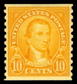 James Monroe - Orange - Horizontal Imperforate - Perf 10 United States Postage Stamp | Ordinary Postage Stamps - Issue of 1922
