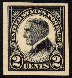 Warren Harding - Black - Imperforate United States Postage Stamp | Ordinary Postage Stamps - Issue of 1922