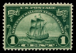 Ship - New Netherland - Green United States Postage Stamp | Huguenot-Walloon Tercentenary