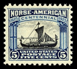 Viking Ship - Blue and Black United States Postage Stamp | Norse-American Commemorative
