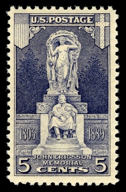 John Ericsson Memorial - Gray Lilac United States Postage Stamp
