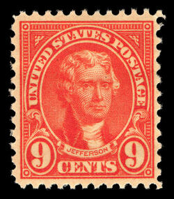 Thomas Jefferson - Orange Red - Perf 11 X 10 1/2 United States Postage Stamp | Ordinary Postage Stamps - Issue of 1922