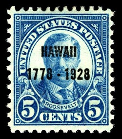 Theodore Roosevelt - Hawaii Overprint United States Postage Stamp | Hawaiian Overprint