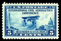 Globe and Airplane United States Postage Stamp | International Civil Aeronautics Conference