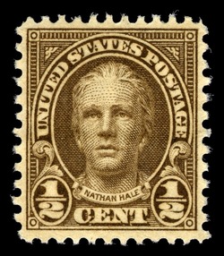 Nathan Hale - Olive Brown - Perf 11 X 10 1/2 United States Postage Stamp | Ordinary Postage Stamps - Issue of 1922