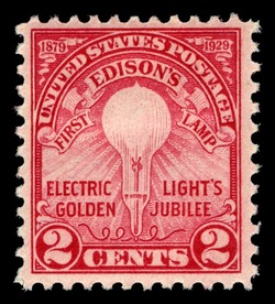 Edison's First Lamp - Perf 10 - Flat Plate United States Postage Stamp