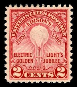 Edison's First Lamp - Perf 11 X 10 1/2 - Rotary Press United States Postage Stamp