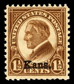 Warren Harding - Brown - Kansas Overprint United States Postage Stamp | State Overprinted