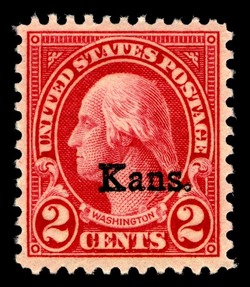 George Washington - Carmine - Kansas Overprint United States Postage Stamp | State Overprinted