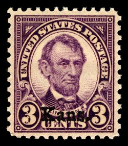 Abraham Lincoln - Violet - Kansas Overprint United States Postage Stamp | State Overprinted