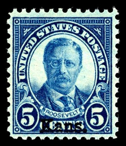 Theodore Roosevelt - Deep Blue - Kansas Overprint United States Postage Stamp | State Overprinted