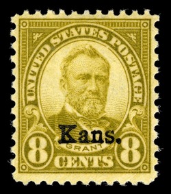 Ulysses Grant - Olive Green - Kansas Overprint United States Postage Stamp | State Overprinted