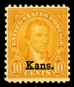 James Monroe - Orange Yellow - Kansas Overprint United States Postage Stamp | State Overprinted