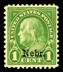 Benjamin Franklin - Green - Nebraska Overprint United States Postage Stamp | State Overprinted