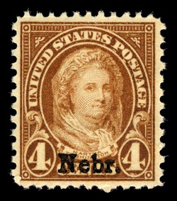 Martha Washington - Yellow Brown - Nebraska Overprint United States Postage Stamp | State Overprinted