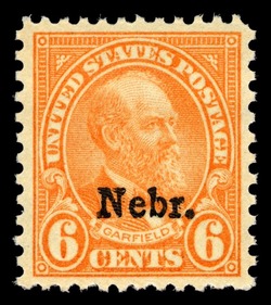 James Garfield - Red Orange - Nebraska Overprint United States Postage Stamp | State Overprinted