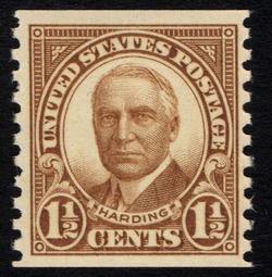 Warren Harding - Brown - Horizontal Imperforate - Perf 10 United States Postage Stamp