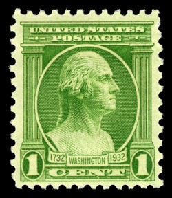 George Washington - Green - Houdon Bust United States Postage Stamp | George Washington Bicentennial