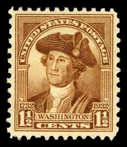 George Washington - Light Brown - Charles Wilson Peale - 1772 United States Postage Stamp | George Washington Bicentennial