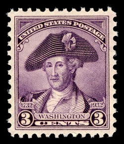 George Washington - Purple - Charles Wilson Peale - 1777 United States Postage Stamp | George Washington Bicentennial