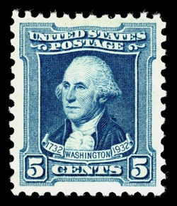 George Washington - Blue - Charles Wilson Peale - 1795 United States Postage Stamp | George Washington Bicentennial