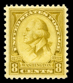George Washington - Olive Green - Charles Saint Memin - 1798 United States Postage Stamp | George Washington Bicentennial