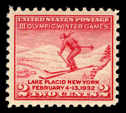 III Olympic Winter Games - Skier United States Postage Stamp