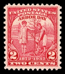 Arbor Day - Boy and Girl Planting Tree United States Postage Stamp