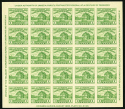 Fort Dearborn - Souvenir Sheet United States Postage Stamp | Chicago Century of Progress Exposition