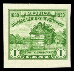 Fort Dearborn - Imperforate United States Postage Stamp | Chicago Century of Progress Exposition