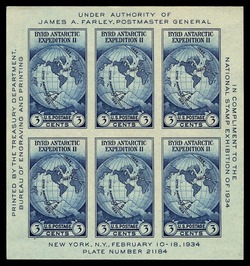 Little America - Byrd Antarctic Expedition II - Souvenir Sheet United States Postage Stamp