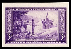 Wisconsin Tercentenary - Nicolets Landing - No Gum United States Postage Stamp