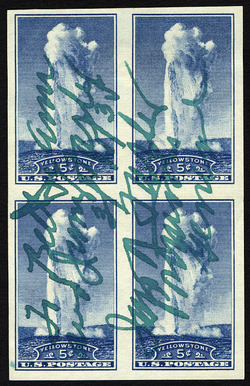 Yellowstone Park - Wyoming - Imperforate United States Postage Stamp | National Parks