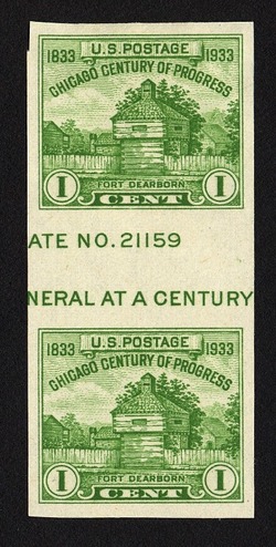 Fort Dearborn - Restoration - Imperforate - No Gum United States Postage Stamp